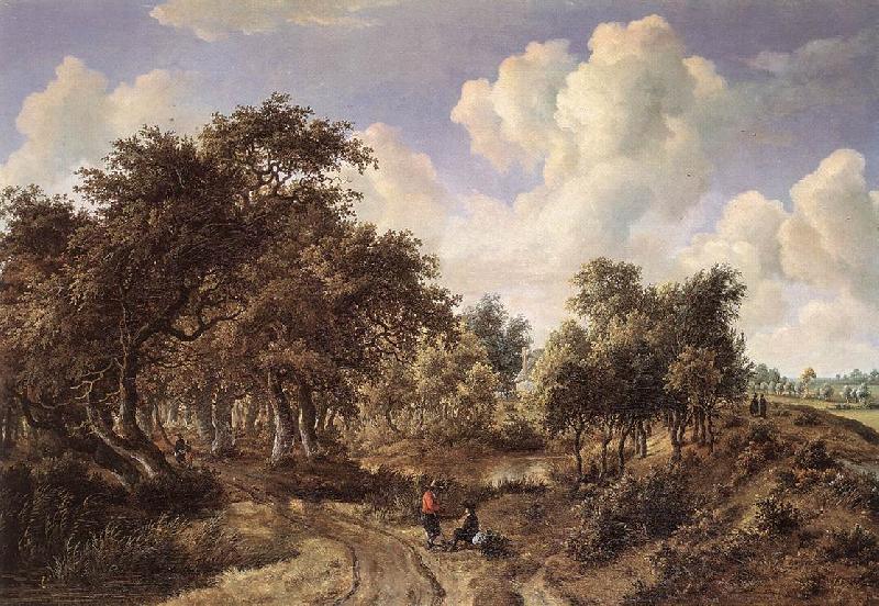 HOBBEMA, Meyndert A Wooded Landscape f Norge oil painting art